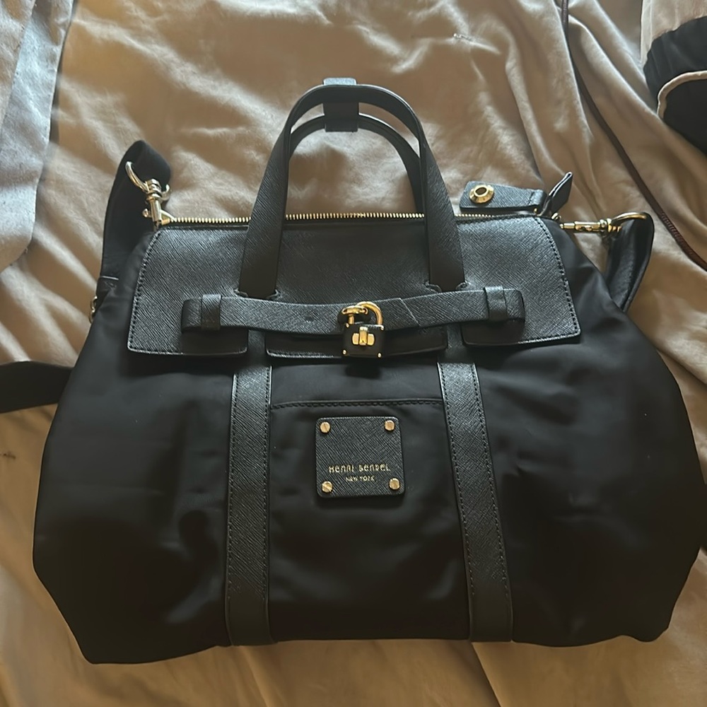 Henri Bendel Black Jetsetter Nylon Convertible backpack crossbody bag